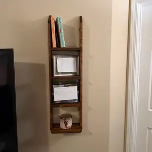 Custom 4 Tier Wall Shelf - Wooden Storage for Books, DVDs, and More
