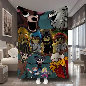 1Pc 99 Nights in Forest Forest Character Collage Pattern Digitally Printed Flannel Blanket, Lightweight Throw Blanket, Multifunctional Blanket - 100% Polyester Flannel, Comfortable in All Seasons