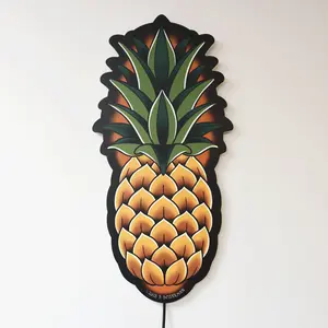 Large (21") Pineapple Lighted Tattoo Tacker by Artist Bryce Bowerman – Handmade LED Sign