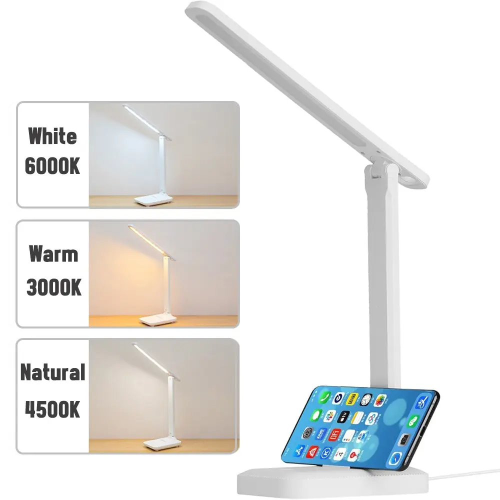 LED Dimmable Desk Lamp,Foldable Table Lamp Reading Lamp with USB Charging Port, 3 Brightness Lighting Modes, Night Light Eye Protection