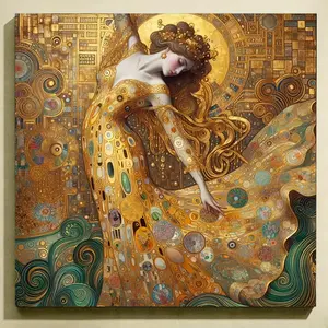 Adult Diamond Painting Kit, Klimt Style Woman Portrait, Frameless Full Drill Cross Stitch, DIY Home Wall Mosaic Decor, Needle Crafts Kit