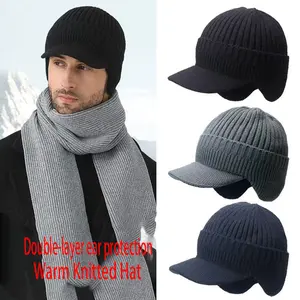 New Men's Winter Hat, Warm Ear Protection Cycling Cap, Thick Velvet Knit Beanie, Fleece Lined Woolen Hat, Cold Weather Accessory, Knit Hats