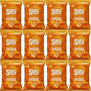 SunChips Harvest Cheddar Flavored Multigrain Chips, 1.5-Ounce Bags, Pack of 12 Bundled by Shoppyway Snacks Crunchy Crispy Corn Cheese