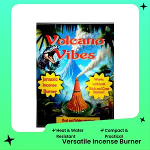 Volcano Vibes Jarassic Incense Burner Heat & Water Resistant Sealed for Durability Works with Stick & Cone Incense Versatile Room Diffuser 10 Free Dragon's Blood Incense Cones