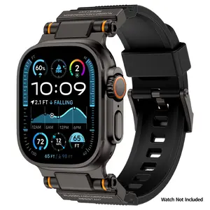 Metal connector silicone strap for Apple Watch, outdoor durable scratch-resistant silicone model, suitable for iWatch series 11/10/9/ultra2/8/7/6/5/4/  ,44-49mm Watch Straps