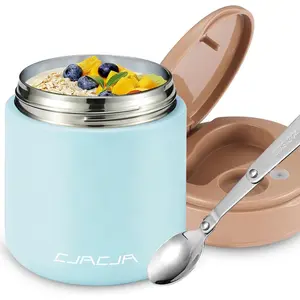 Thermo for Hot Food Kids - 15.2oz, Leak Proof Insulated Food Jar, Soup Thermo, Insulated Lunch Containers, Termos Para Comida Caliente, Wide Mouth Lunch Box with Folding Spoon and Handle