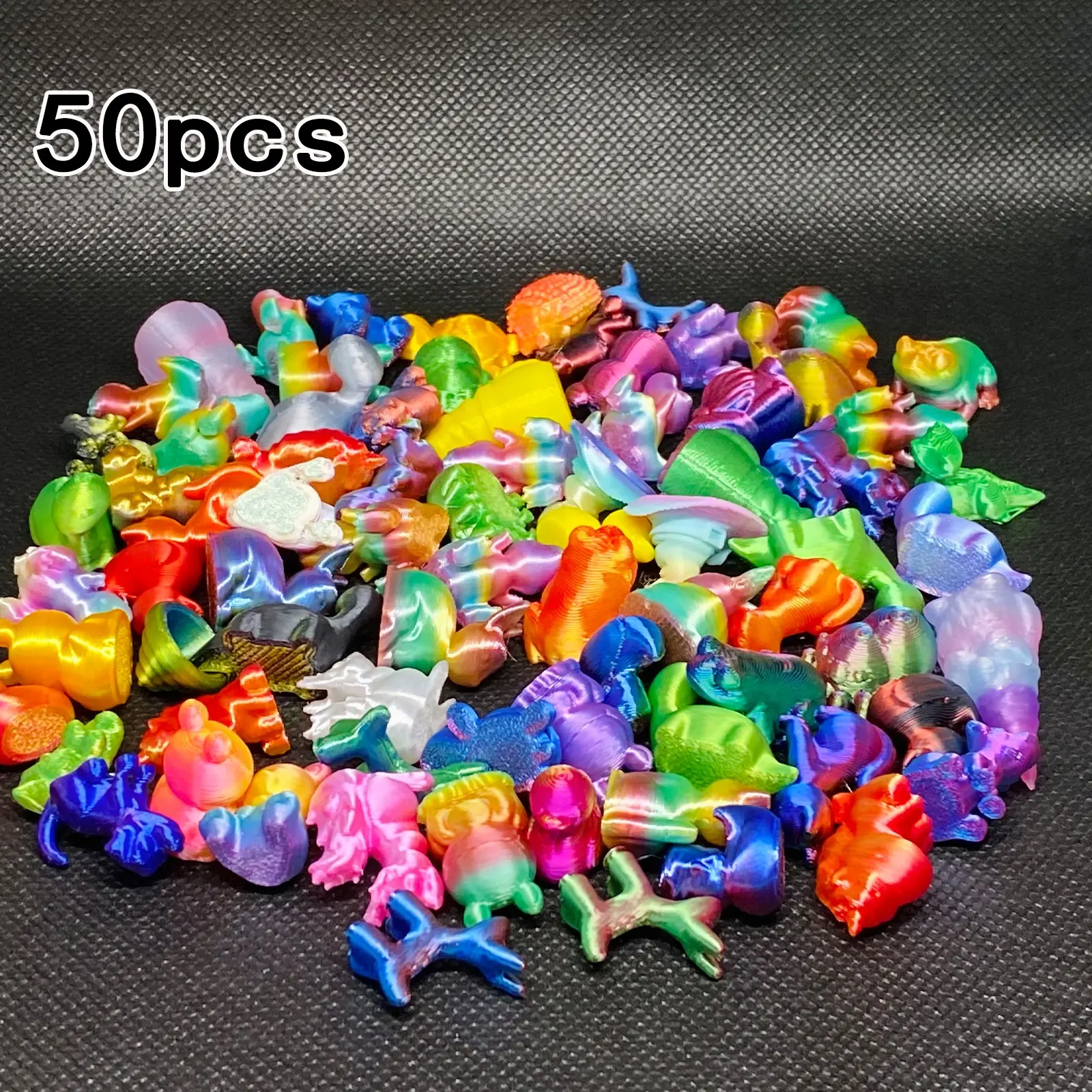 50pcs 3D Printed Mini Animal Figurines, Collectible Figurines, Animal Collectibles, Colorful Cute Decorative Ornaments, Animal Decorations, Ideal for Dollhouse, Party Gifts, Various Small Animals