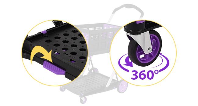 SCITOO Multi-Use Functional Collapsible Trolley with Transport Wheels, Removable Storage Crate - 2 Crates Included, Adjustable Lightweight Purple Cart for Home, Grocery - Convenience & Stockup Solution SCITOO Multi-Use Functional Collapsible Trolley with Transport Wheels, Removable Storage Crate - 2 Crates Included, Adjustable Lightweight Purple Cart for Home, Grocery - Convenience & Stockup Solution