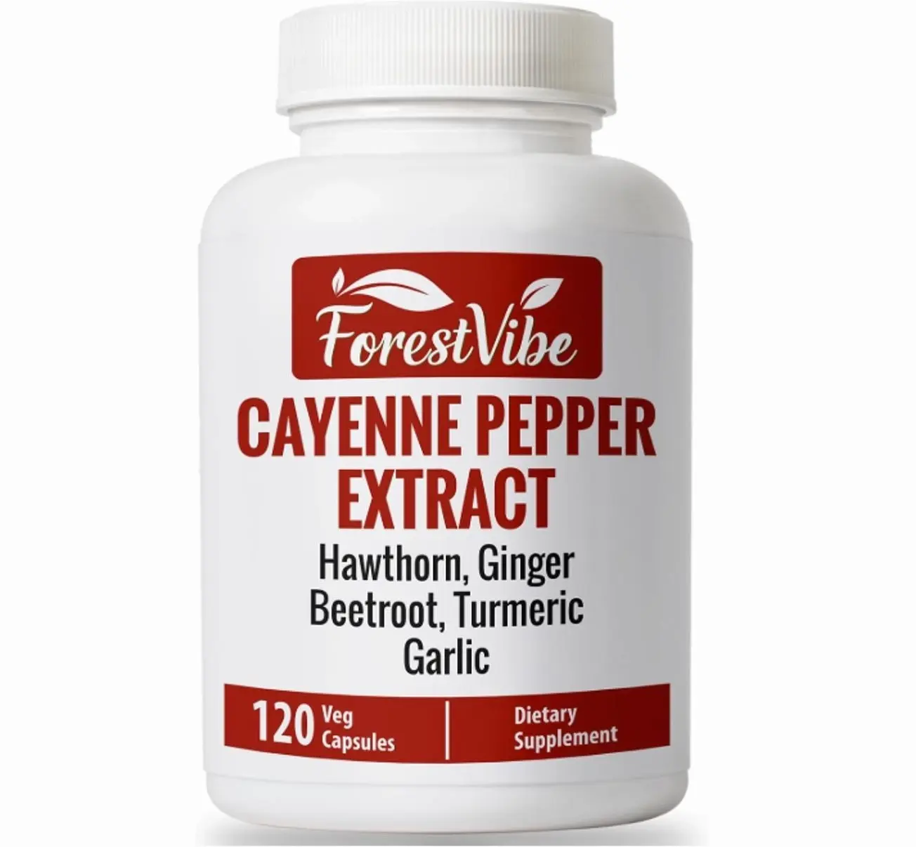 Cayenne Pepper Capsules, 7-in-1 Blend with Hawthorn, Ginger, Beetroot, Garlic & Turmeric, 120 Vegan Capsules, 2 Month Supply, Non-GMO and Gluten Free Capsaicin Pills