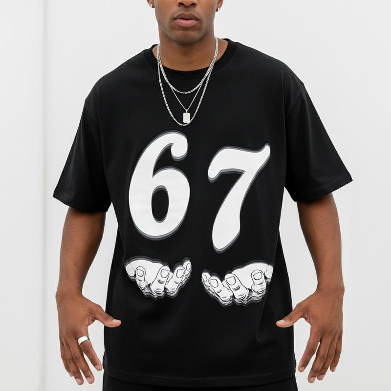 67endy Men's Funny Six Seven 6 7 Meme Graphic T-Shirt - 100% Cotton Black ...