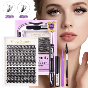 30D+40D DIY Lash Clusters Kit | Waterproof Soft D Curl Individual Lashes | Natural Volume Lash Extension Kit Easy to Apply for Beginners