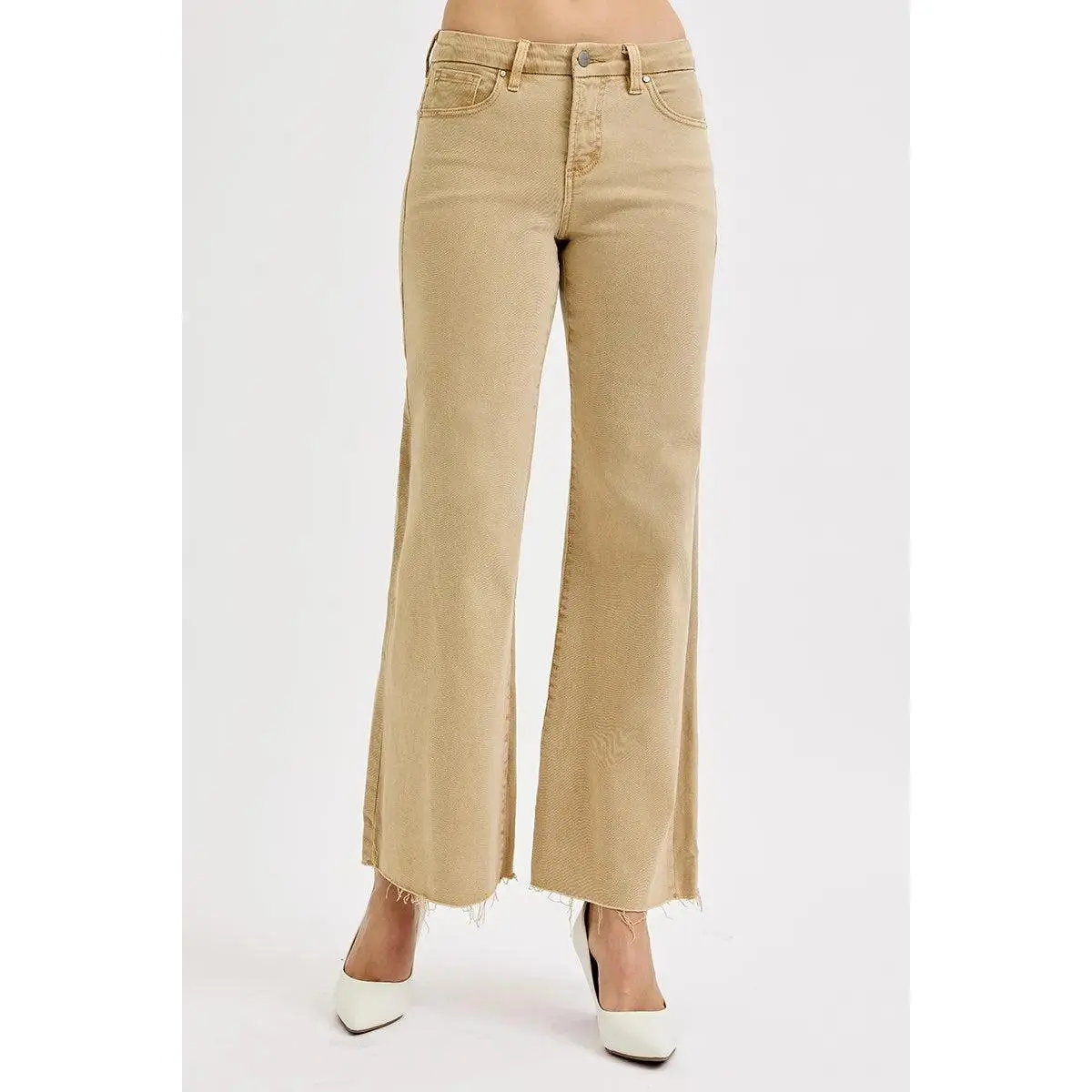 RISEN Full Size Raw Hem Wide Leg Jeans Plus Size