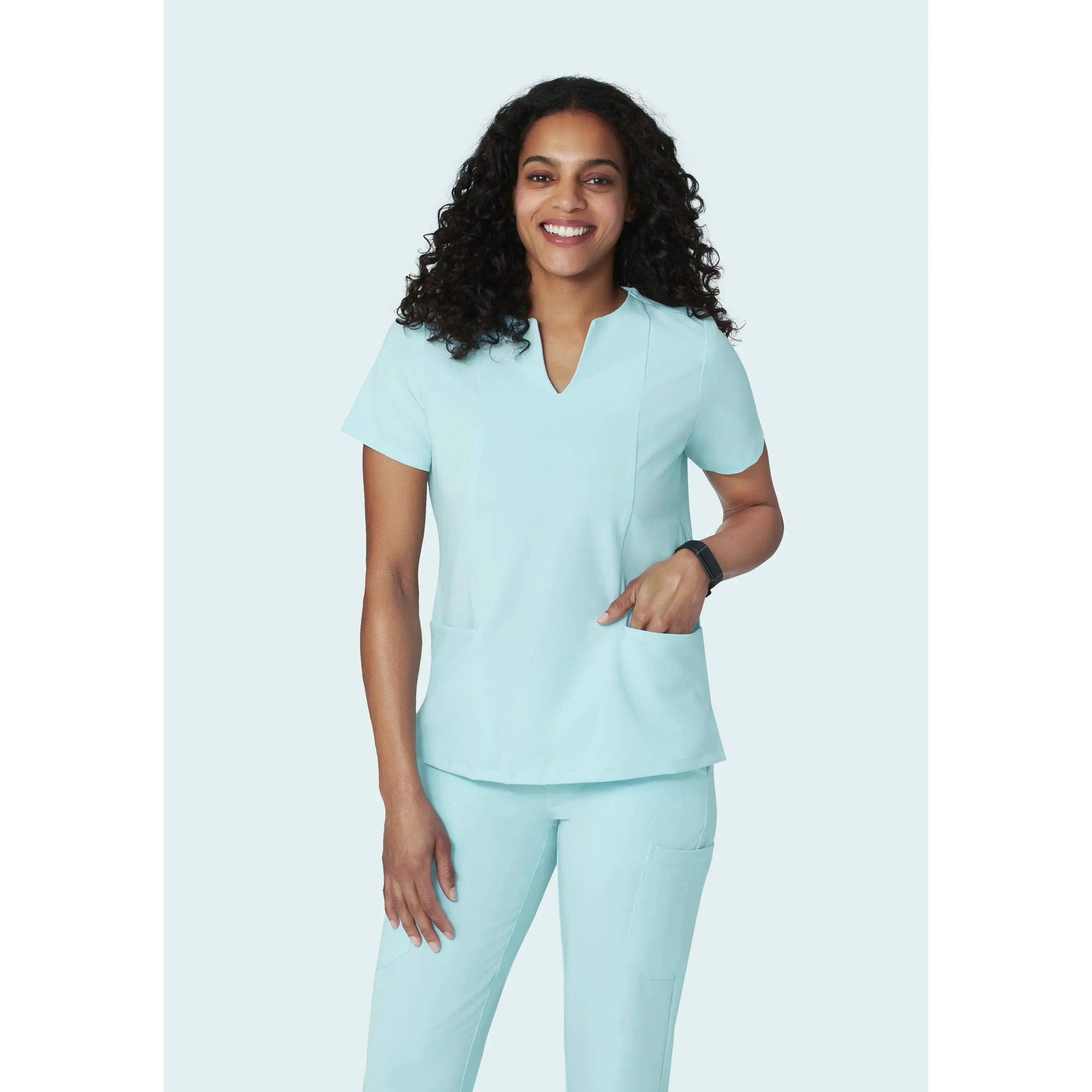 5 Pocket Notch Neck Top Glacier