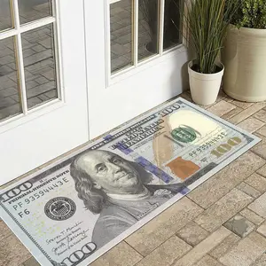 $100 Money Pattern Floor Mat, Creative Non-slip Floor Carpet, Decorative Area Rug for Home Living Room Bedroom, Home Decor Rugs