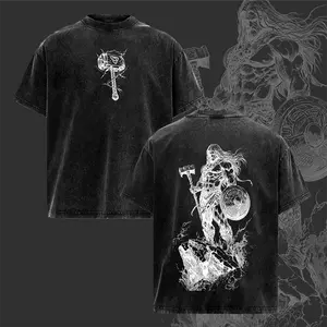 Thor God of Thunder T-Shirt – Greek Mythology Vintage Washed Graphic Tee, Oversized Heavy Cotton Streetwear, Mjolnir Hammer Design, Unisex Top, Gift for Thor Fans, Gym Pump Cover
