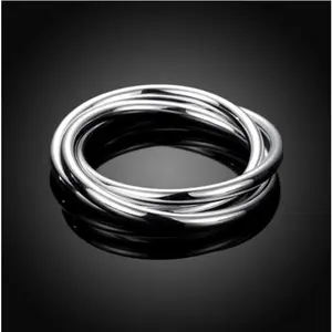 Womens silver plated Bracelet  3 Pieces Thick Round Bangle Cuff Bracelet Valentine's Day gift Jewelry