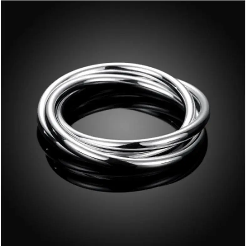 Womens silver plated Bracelet  3 Pieces Thick Round Bangle Cuff Bracelet Valentine's Day gift Jewelry
