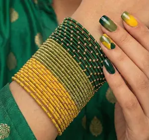 Traditional 12-Piece Metal Thread Bangle Set for Special Occasions and Everyday Wear