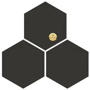 20 Pcs Peel and Stick Floor Tile: Hexagon Waterproof Vinyl Flooring, Covers 12.6 Sq Ft, DIY Floor and Wall Decoration for Bathroom, Kitchen, Bedrooms, Stairs (Dark Night Black)
