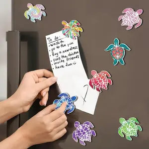 Cartoon Turtle Series Diamond Arts Colorful Painting Kit, Diamond Painting Kits, 8 Counts/set DIY Refrigerator Magnetic Sticker, Multifunctional DIY Decoration