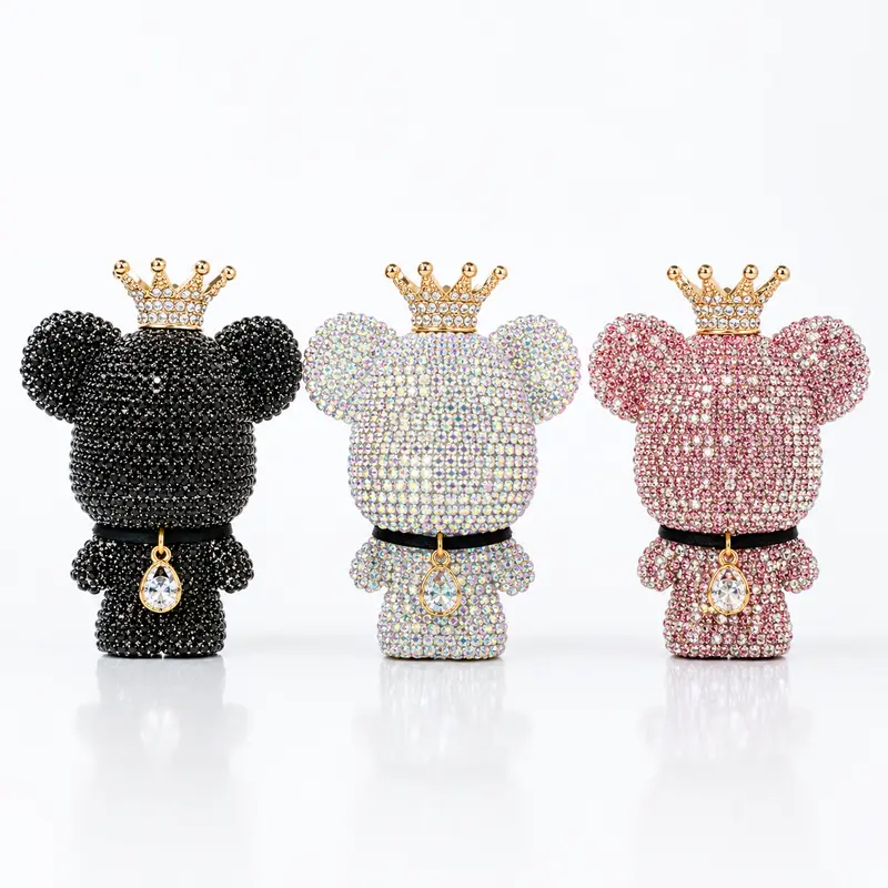 Bling Cute Car Ornament Air Freshener, Shiny Crystal Bear with Vent Clip, Rhinestone Car Interior Decor, Diamond Bear Air Freshener