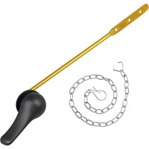 Toilet Handle Replacement Kit Universal Tank Flush Lever Handle with Stainless Steel Flapper Chains for Most Front Mount Toilets Matte Black Finish