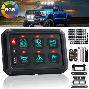 VASTFIRE 12/8/6Gang Switch Panel Automatic Dimmable RGB Back Light Strobe Momentary Universal Circuit Control Relay System Box for Truck Car ATV UTV