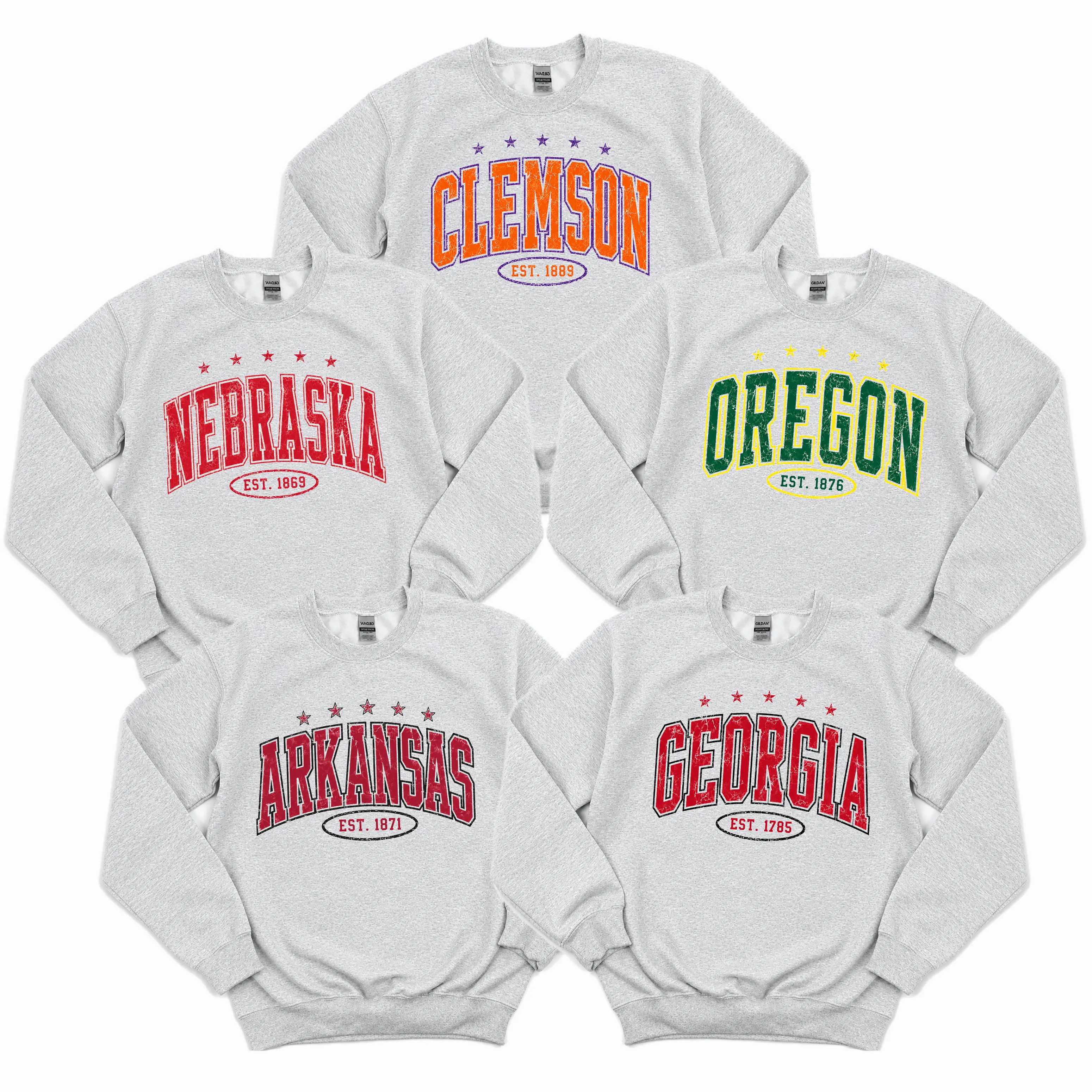 Vintage College Football Sweatshirts Color Ash Grey, Unisex College Football Crewnecks, Retro Football Sweatshirt