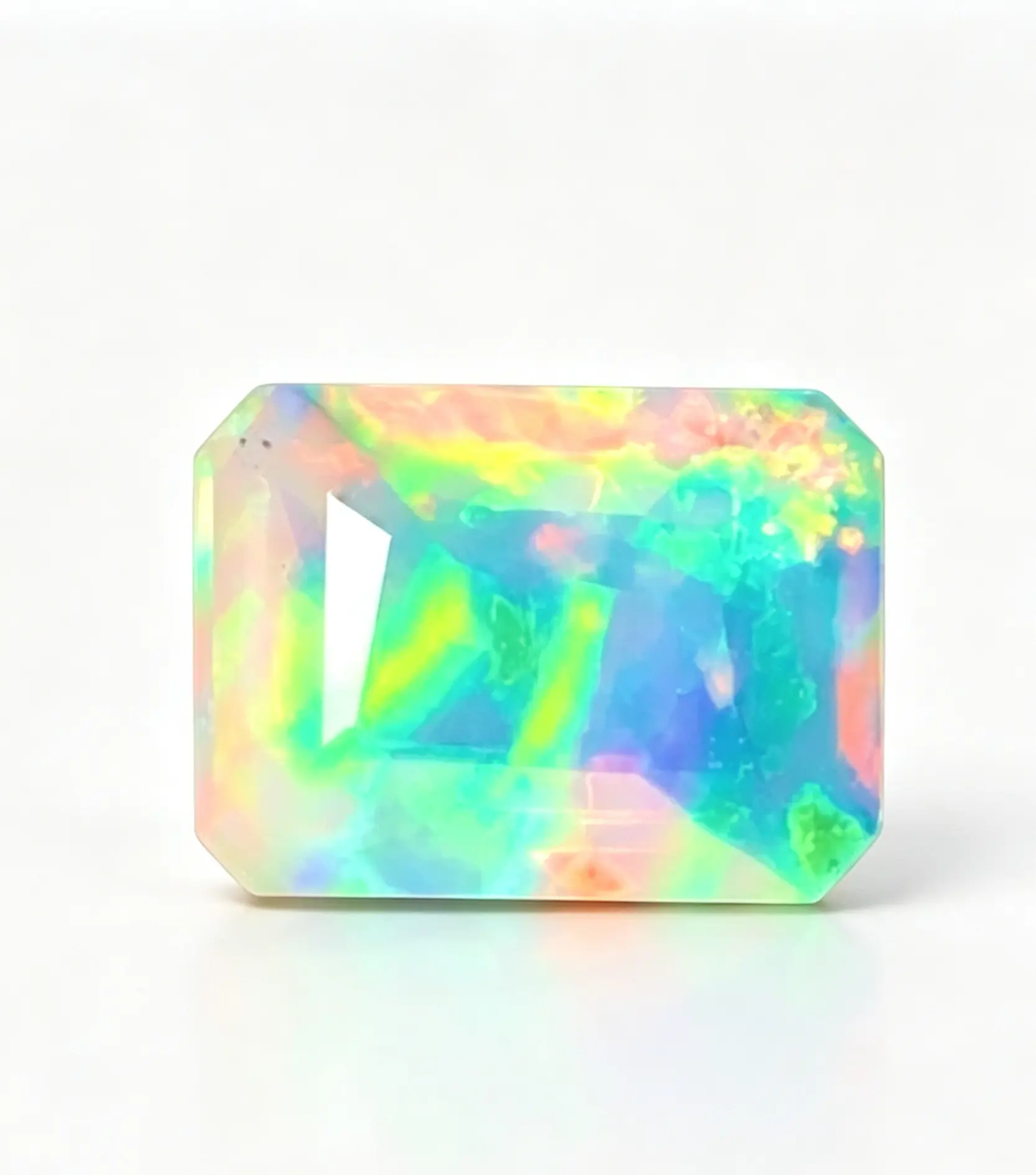 Natural Emerald Cut Opal With Certificate