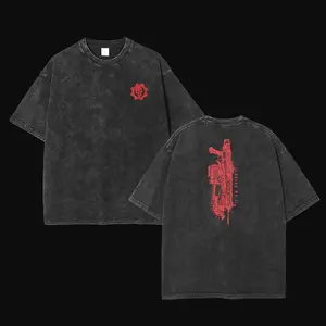 Gears of War Lancer T-Shirt Double Printed Oversized Unisex Acid Washed Lightweight Cotton T-Shirt, Game Lover, Menswear Collar men gifts Fabric Clothes Top