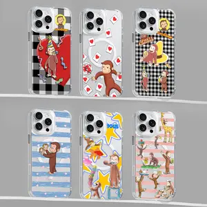 Curious George phone case for iPhone 17/16/15/14/13/12/11/XS/Pro Max/Plus/AIR,Magnetic Cases Compatible with MagSafe,for Samsung S26/S25/S24/S23/S22/PLUS/ULTRA/FE/A56/A54,Wireless Slim Clear Phone Case Anti-Yellowing Shockproof Protective Cover