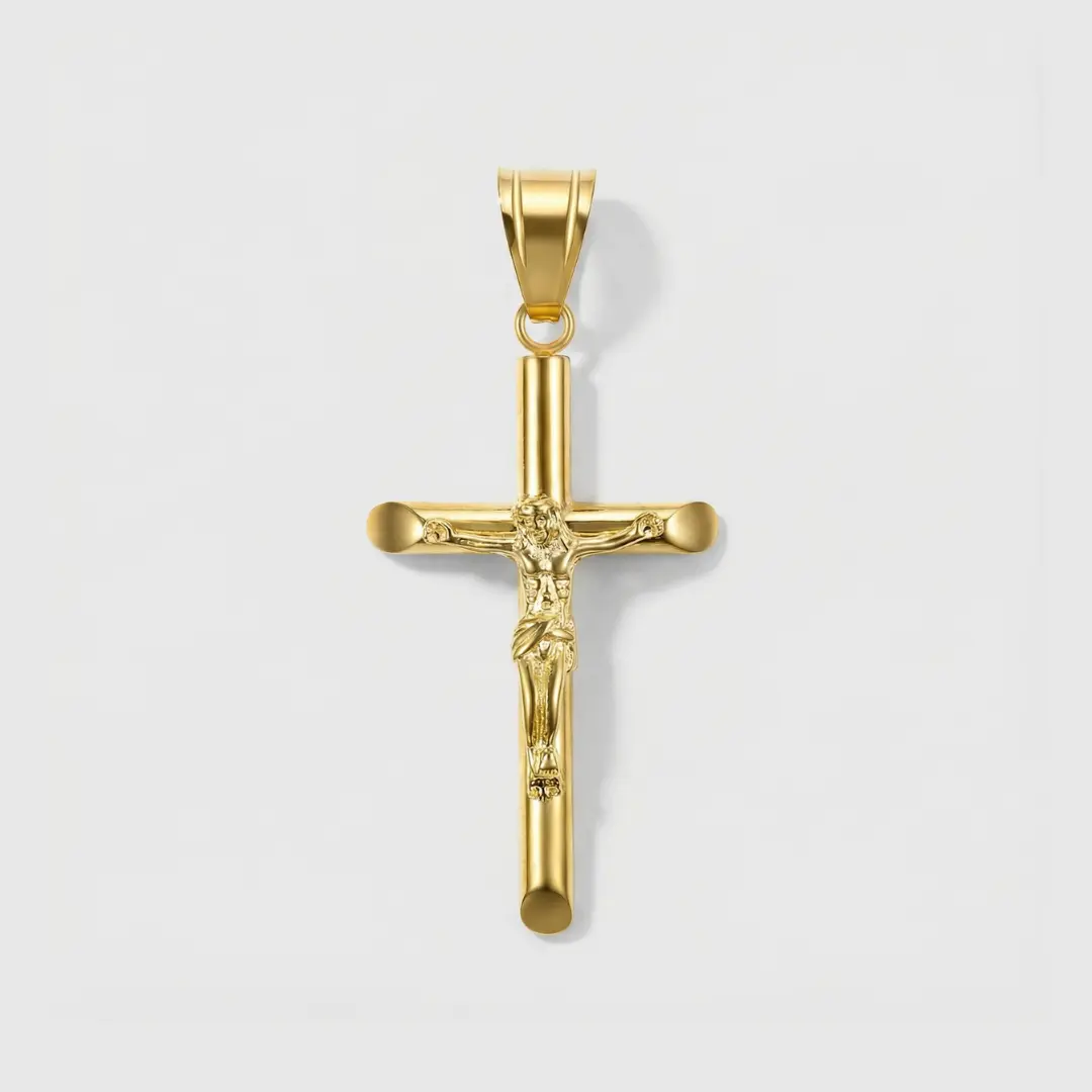 IMPERIUM JEWELRY Gold Plated Crucifix Pendant - Bold Finish Cross Pendant Jewelry, Ideal Fashion Costume Accessory, Gold Plated Pendant