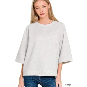 Zenana Scuba 3/4 Sleeve Pullover
