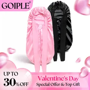 【Valentinesdaygift】2 Count Satin Braid Bonnet for Women - Large Silk Sleep Cap with Stretchy Tie Band for Braids Soft Haircare Elastic Heatless Winter‘s giftforher