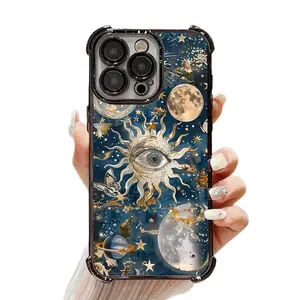 Sun-Eye Star , Celestial Witchy Collage Shockproof Phone Case - Tarot Moon Sun Print Electroplated Corner Bumper Cover for iPhone 17 Pro Max 11 12 13 14 15 16  Plus Air  For Samsung Galaxy S26 S25 S24 S23 S22 FE Ultra EDGE Phone Case  #YGSJDYJ2