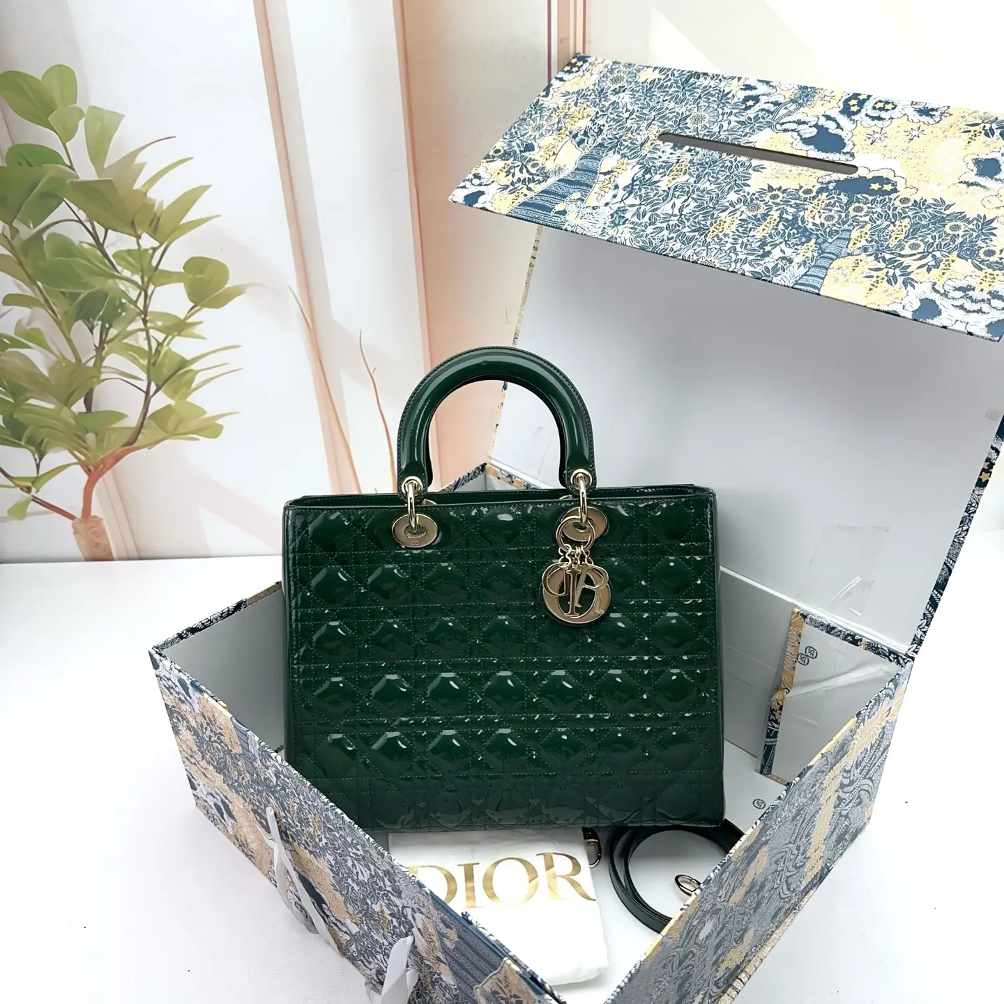 Pre-owned Dior Patent Shoulder Bags 7.8'' R7179 Shoulder Bag C534807959 0508 T1 Qiqi