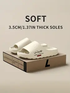 Unisex Thick Soft Slippers, Elegant Slippers, Durable Comfortable Indoor Outdoor One-Step Shoes, Textured Sole, Solid Color Design, Multiple Styles Available, Footwear