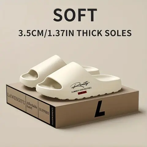 Unisex Soft Affordable Slippers, Comfortable Indoor & Outdoor House Eva Slide with Textured Sole, Solid Color, Multiple Styles Available Footwear