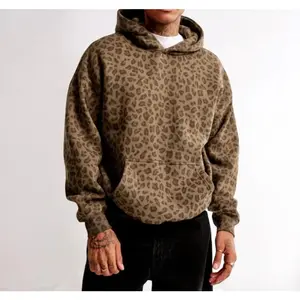 Leopard Print Hoodie |   Oversized & Cozy Cotton Blend Sweatshirt with Kangaroo Pocket