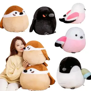 Fat Round Sparrow Plush - 35/40cm Cute Simulation Crow Bird Stuffed Animal Soft Lifelike Doll Pillow Christmas Gift for Kids Baby
