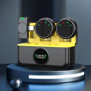 Wireless Lavalier Microphone, Chargeable Clip-on Lavalier Mic with Charging Case, Wireless Microphone for Video Recording, Vlogging, Interviews, Audio