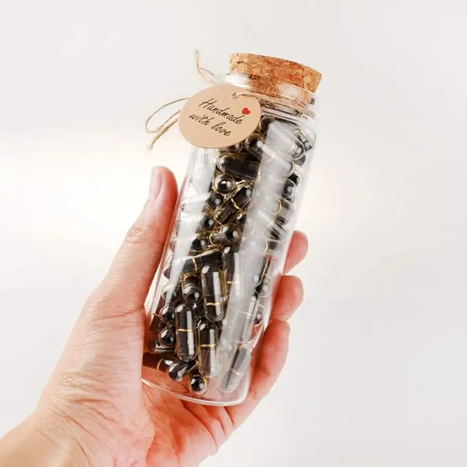 Capsule Letters Message in a Bottle Glass Favor Bottle(Black Color 110pcs)