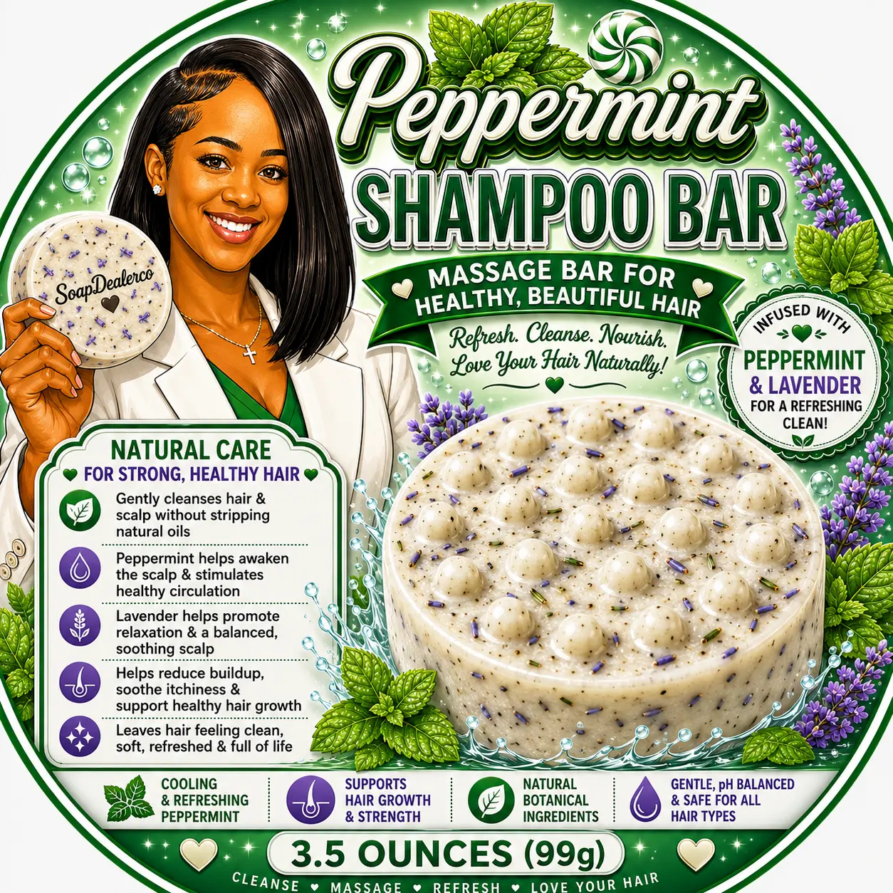 🌿🧼 Peppermint Shampoo Bar