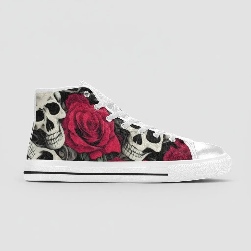 WOMEN'S Skulls And Roses (2) (Model 017) Custom Shoes | Freaky Shoes®