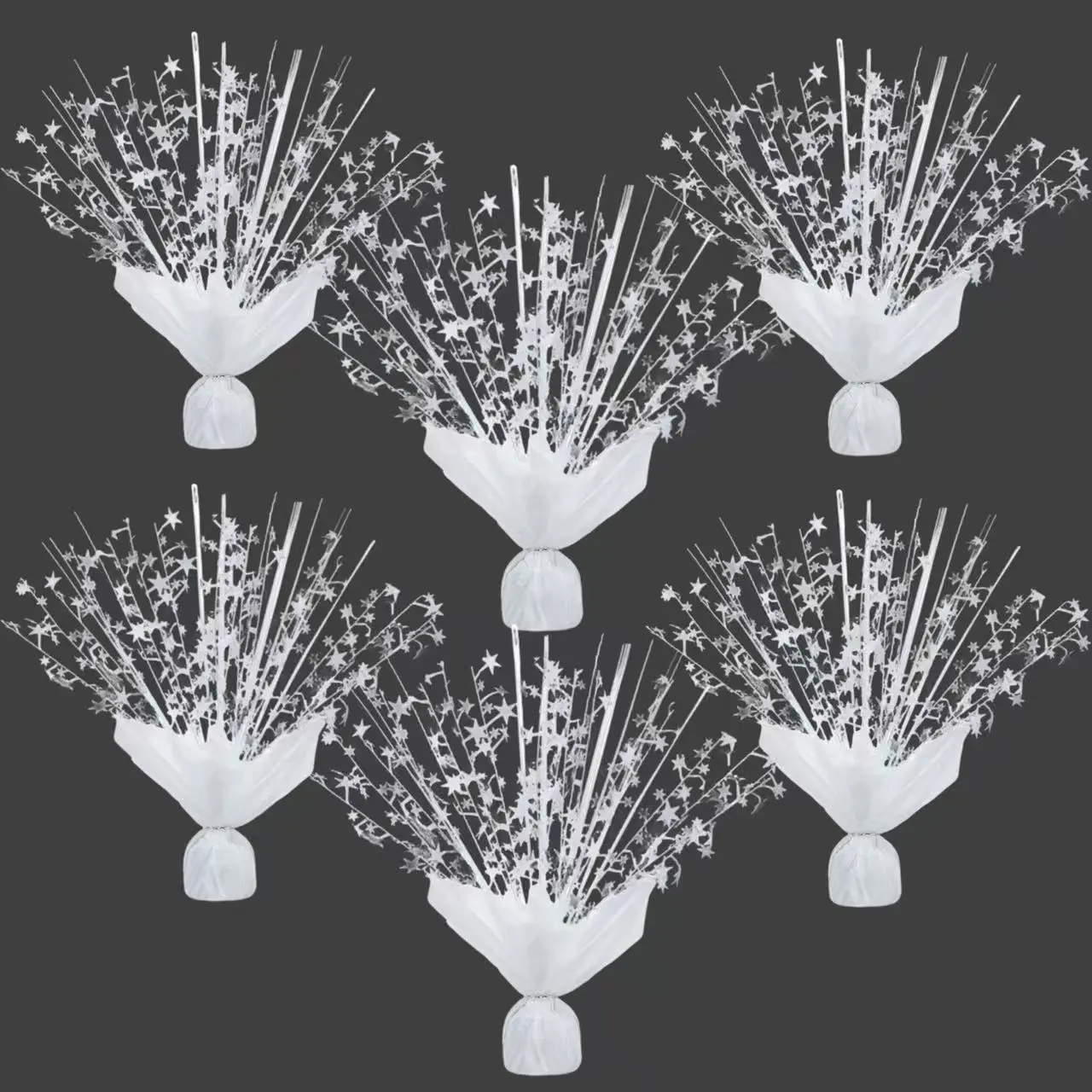 6PCS White Shimmering Starburst Centerpiece Decor, Elegant Party Table Decoration Supplies