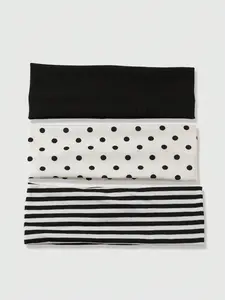 3pcs-Black-White-Polka-Dot-Striped-Elastic-Sweatband-Suitable-For-Daily-Life-Yoga-Fitness-Travel-Women-Hair-Accessories-Elastic Headbands-Headband Set