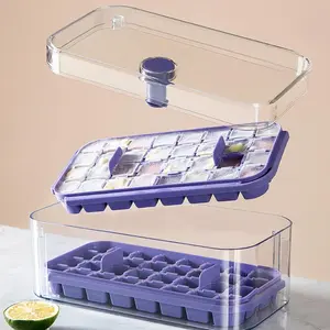 1pc Ice Cube Tray With Lid And Bin, 64-Cube Storage, Easy-Release, BPA-Free Ice Cube Maker Set, Includes Scoop - Green - For Home & Kitchen Use - Perfect Gift for Entertaining