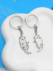 2 Piece Set Cute Otter Animal Keychain Gift Set, Surprise Gift for Couples and Friends, Cartoon Style Casual Jewelry