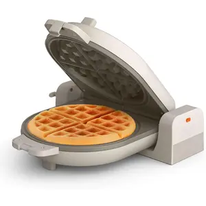 Flip-n-Store Waffle Maker with EverGood ™   Ceramic Nonstick Coating, Fits-anywhere ™   Kitchenware, Power Indicator Light, Cool Touch Handle & Cord Wrap, 7" Wide & 1" Deep Plates, 1000 Watt, Oatmilk