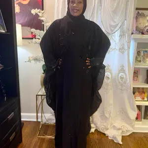 Black color , butterfly abaya set
